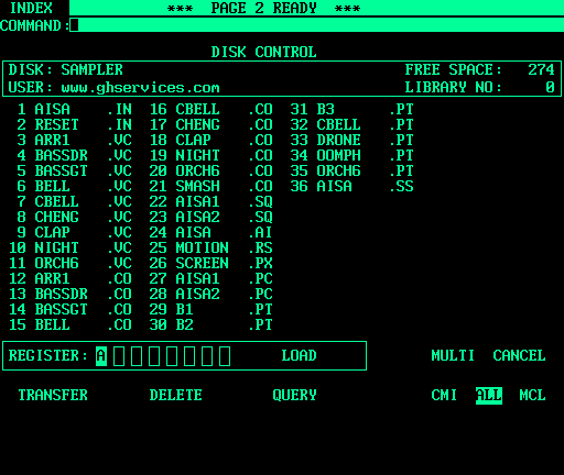 Page 2 - a listing of files on a data disk